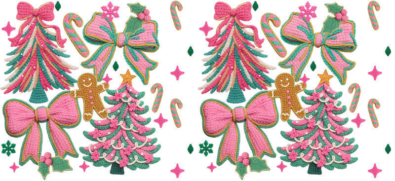 Christmas Tree Bow UV DTF Cup Wrap for 16oz Glass Can KA-11650