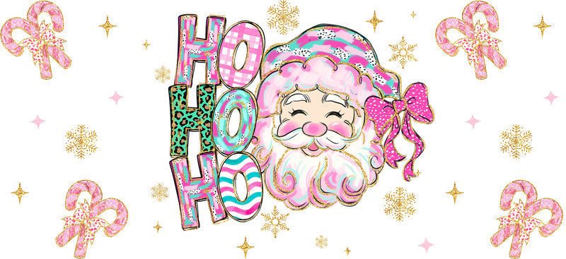 Santa Holiday Christmas UV DTF Cup Wrap for 16oz Glass Can KA-11653