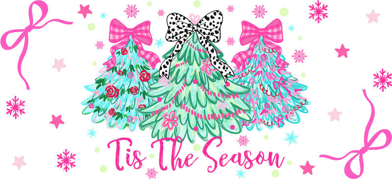 Tis The Season Christmas UV DTF Cup Wrap for 16oz Glass Can KA-11655
