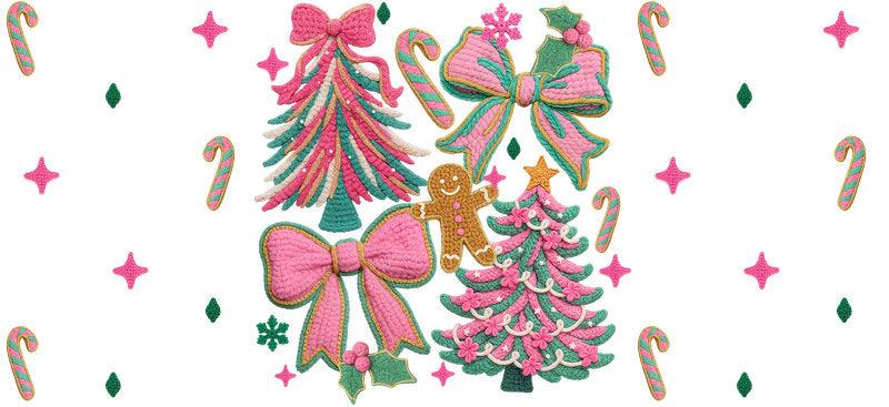 Christmas Bow Tree UV DTF Cup Wrap for 16oz Glass Can KA-11656