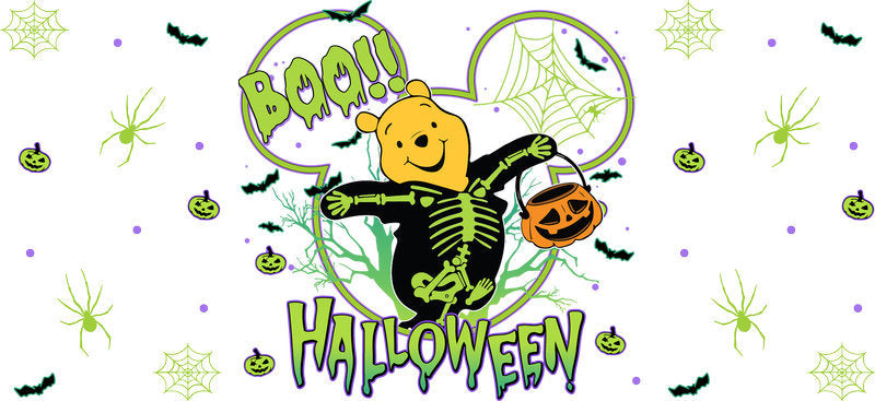 Spooky Halloween Skeleton UV DTF Cup Wrap for 16oz Glass Can KA-11658
