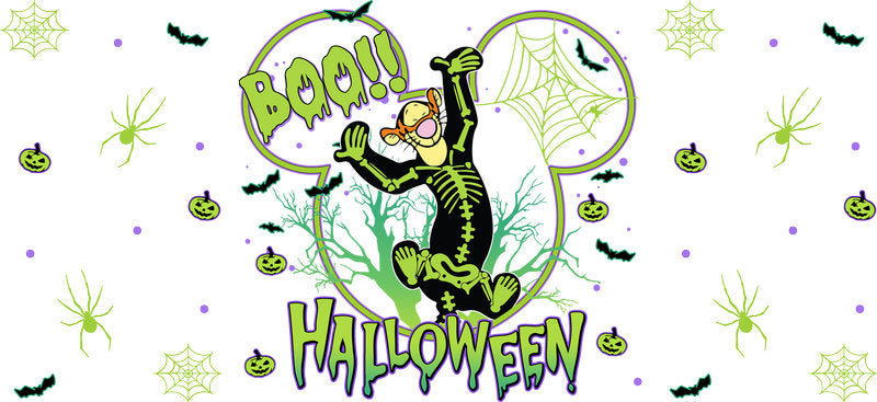 Cute Halloween Skeleton UV DTF Cup Wrap for 16oz Glass Can KA-11660