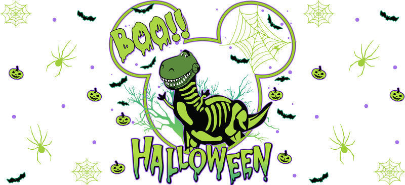 Halloween Skeleton Animal UV DTF Cup Wrap for 16oz Glass Can KA-11676