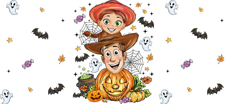 Cute Halloween Friends UV DTF Cup Wrap for 16oz Glass Can KA-11688