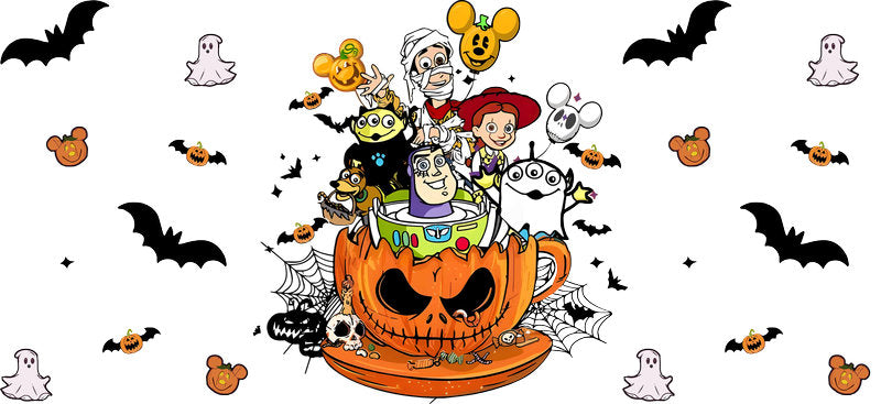 Halloween Pumpkin Party UV DTF Cup Wrap for 16oz Glass Can KA-11691