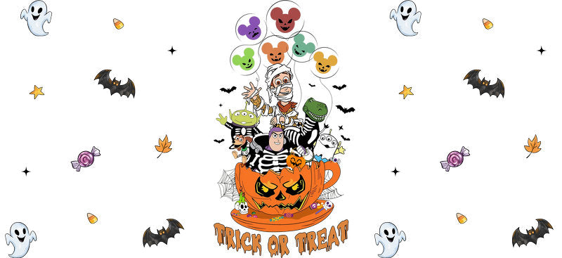 Trick or Treat Halloween UV DTF Cup Wrap for 16oz Glass Can KA-11692