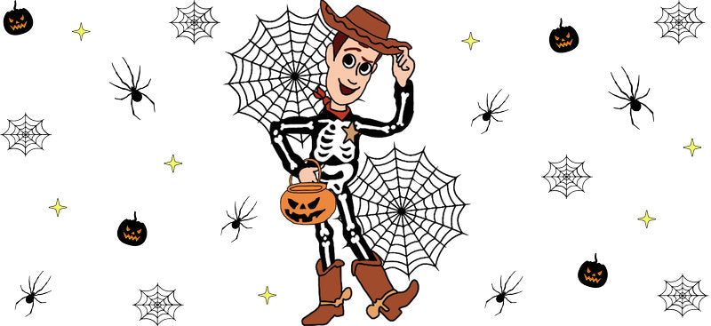 Halloween Cowboy Costume UV DTF Cup Wrap for 16oz Glass Can KA-11700
