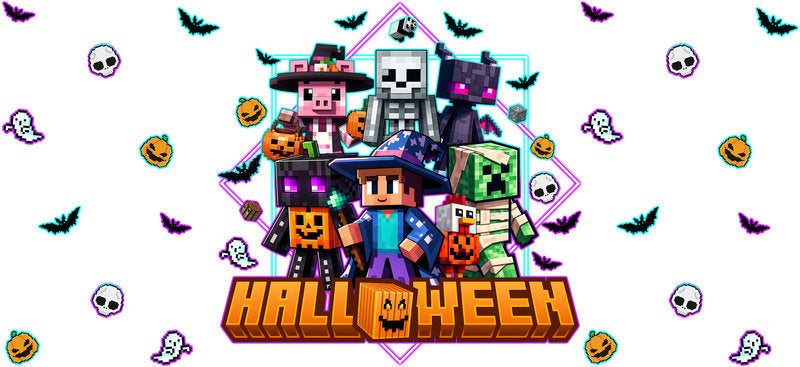 Halloween Pixel Character Tumbler Decal UV DTF Cup Wrap for 16oz Libbey Glass KA-11842