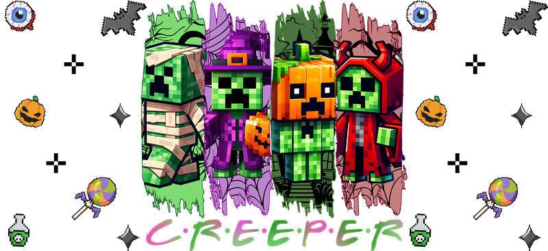 Creeper Halloween Character Tumbler Decal UV DTF Cup Wrap for 16oz Libbey Glass KA-11851