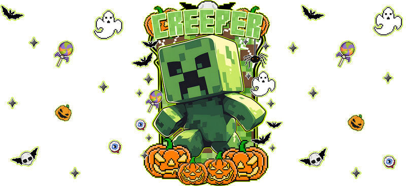 Creeper Halloween Design Tumbler Decal UV DTF Cup Wrap for 16oz Libbey Glass KA-11853