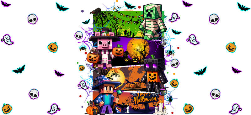 Halloween Character Scene Tumbler Decal UV DTF Cup Wrap for 16oz Libbey Glass KA-11854