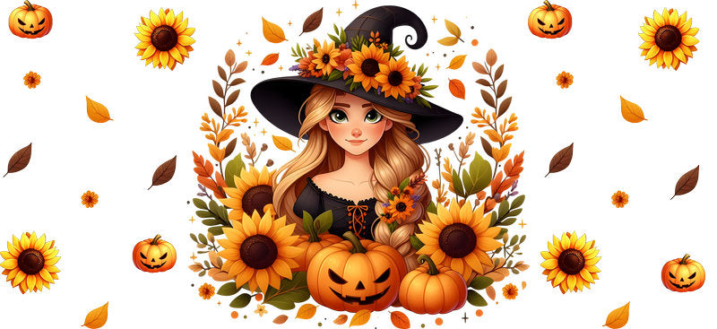 Halloween Witch Fall Princess Tumbler Decal UV DTF Cup Wrap for 16oz Libbey Glass KA-11858