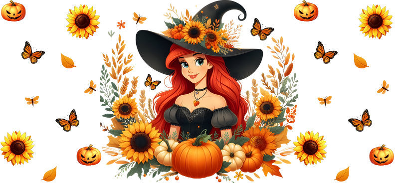 Halloween Witch Fall Princess Tumbler Decal UV DTF Cup Wrap for 16oz Libbey Glass KA-11862