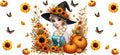 Halloween Witch Fall Princess Tumbler Decal UV DTF Cup Wrap for 16oz Libbey Glass KA-11864