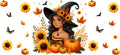 Halloween Witch Fall Princess Tumbler Decal UV DTF Cup Wrap for 16oz Libbey Glass KA-11866