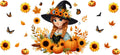 Halloween Witch Fall Princess Tumbler Decal UV DTF Cup Wrap for 16oz Libbey Glass KA-11867