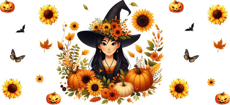 Halloween Witch Fall Princess Tumbler Decal UV DTF Cup Wrap for 16oz Libbey Glass KA-11868