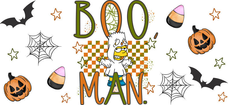 Halloween Boo Man UV DTF Cup Wrap Tumbler Decal Glass Can Wrap for 16oz Libbey KA-11869