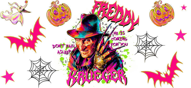 Retro Horror Halloween Villain UV DTF Cup Wrap Tumbler Decal Glass Can Wrap for 16oz Libbey KA-11875