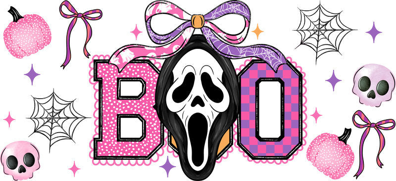 Pink Ghost Halloween Cute UV DTF Cup Wrap Tumbler Decal Glass Can Wrap for 16oz Libbey KA-11877
