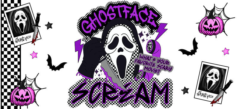 Ghost Face Halloween Spooky UV DTF Cup Wrap Tumbler Decal Glass Can Wrap for 16oz Libbey KA-11880