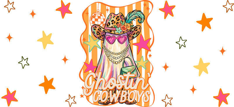 Western Ghost Halloween UV DTF Cup Wrap Tumbler Decal Glass Can Wrap for 16oz Libbey KA-11881