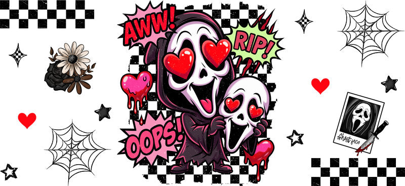Cute Halloween Ghost Character UV DTF Cup Wrap Tumbler Decal Glass Can Wrap for 16oz Libbey KA-11885