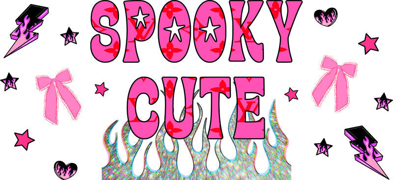 Pink Spooky Halloween UV DTF Cup Wrap Tumbler Decal Glass Can Wrap for 16oz Libbey KA-11914