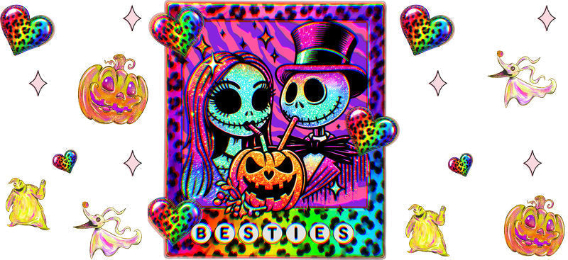 Halloween Besties UV DTF Cup Wrap Tumbler Decal Glass Can Wrap for 16oz Libbey KA-11922