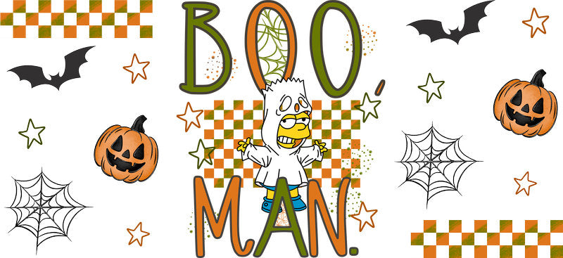 Halloween Boo Man Retro UV DTF Cup Wrap Tumbler Decal Glass Can Wrap for 16oz Libbey KA-11925