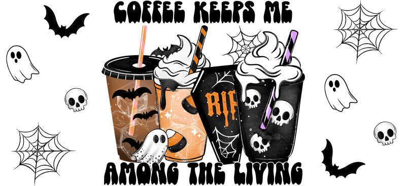 Halloween Skeleton Coffee UV DTF Cup Wrap Tumbler Decal Glass Can Wrap for 16oz Libbey KA-11926