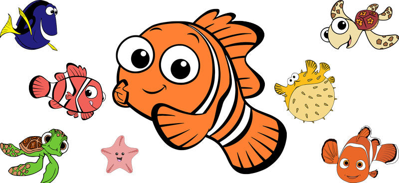 Ocean Fish Cartoon Movie UV DTF Cup Wrap for 16oz Libbey Glass KA-12326