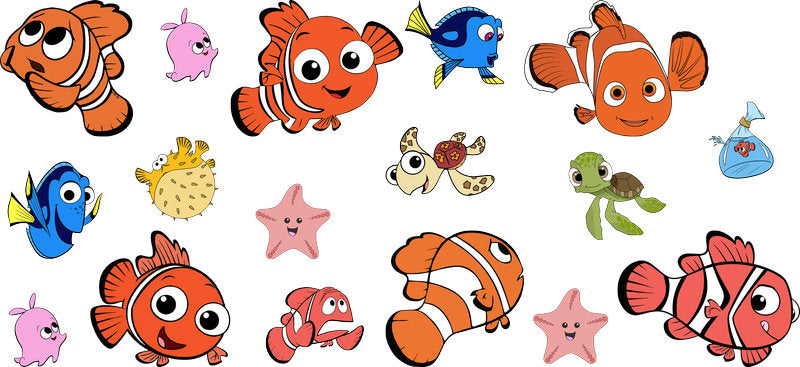 Ocean Fish Cartoon Movie UV DTF Cup Wrap for 16oz Libbey Glass KA-12328
