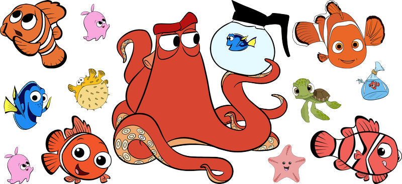 Ocean Fish Cartoon Movie UV DTF Cup Wrap for 16oz Libbey Glass KA-12329