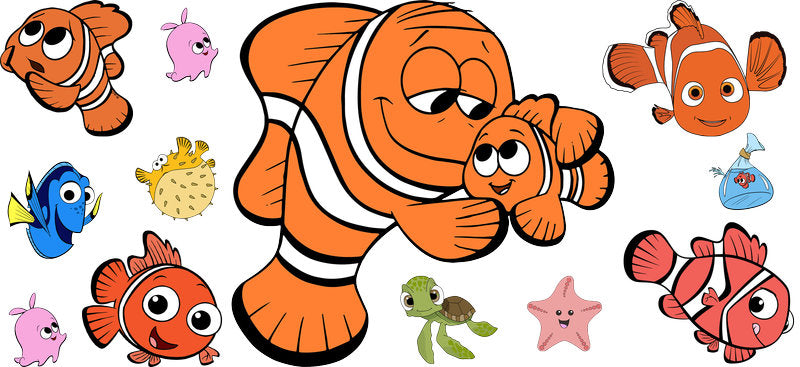 Ocean Fish Cartoon Movie UV DTF Cup Wrap for 16oz Libbey Glass KA-12330