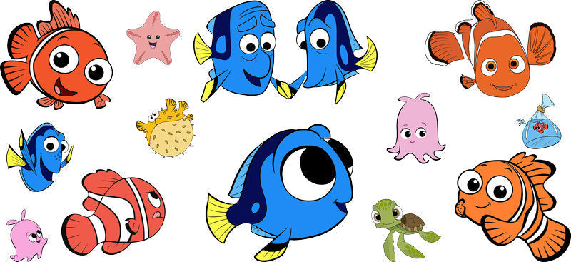 Ocean Fish Cartoon Movie UV DTF Cup Wrap for 16oz Libbey Glass KA-12333