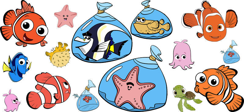 Ocean Fish Cartoon Movie UV DTF Cup Wrap for 16oz Libbey Glass KA-12334