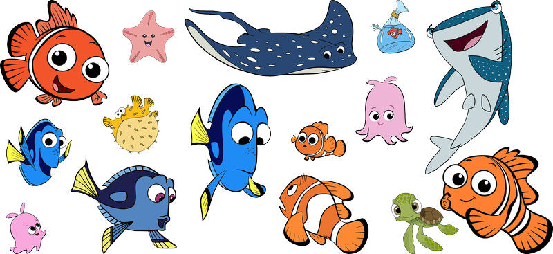 Ocean Fish Cartoon Movie UV DTF Cup Wrap for 16oz Libbey Glass KA-12335