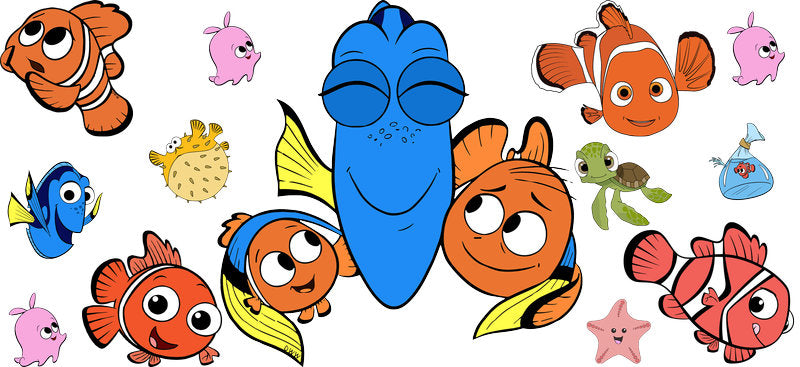 Ocean Fish Cartoon Movie UV DTF Cup Wrap for 16oz Libbey Glass KA-12339