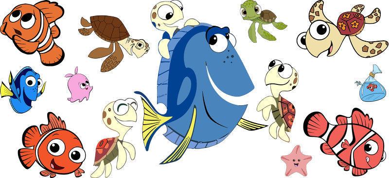 Ocean Fish Cartoon Movie UV DTF Cup Wrap for 16oz Libbey Glass KA-12344