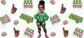Pink Green Sorority Girl UV DTF Cup Wrap for 16oz Libbey Glass KA-12404