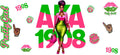 Elegant Pink Green Sorority Lady UV DTF Cup Wrap for 16oz Libbey Glass KA-12409