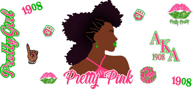 Pretty Pink Afro Woman UV DTF Cup Wrap for 16oz Libbey Glass KA-12417