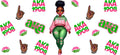 Curvy Pink Green Girl UV DTF Cup Wrap for 16oz Libbey Glass KA-12419