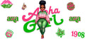 Pink Green Curvy Sorority Girl UV DTF Cup Wrap for 16oz Libbey Glass KA-12428