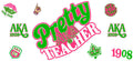 Pretty Pink Green Teacher UV DTF Cup Wrap for 16oz Libbey Glass KA-12432