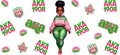 Pink Green Curvy Fashion Girl UV DTF Cup Wrap for 16oz Libbey Glass KA-12443