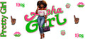 Curly Pink Green Fashion Girl UV DTF Cup Wrap for 16oz Libbey Glass KA-12446