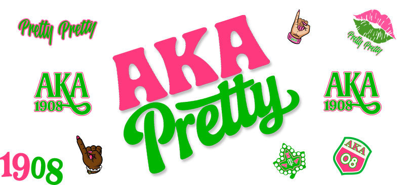 Pink Green Pretty Lettering UV DTF Cup Wrap for 16oz Libbey Glass KA-12448