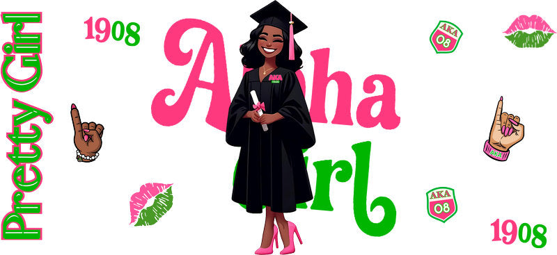 Sorority Graduation Girl UV DTF Cup Wrap for 16oz Libbey Glass KA-12449